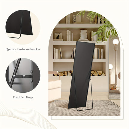 Full Length Mirror, 64"x21" Full Body Floor Rectangle Standing Mirrors with Aluminum