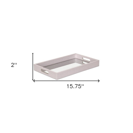 16" White Shagreen and Mirror Tray