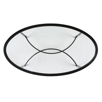 45" Clear and Black Glass and Metal Oval Coffee Table