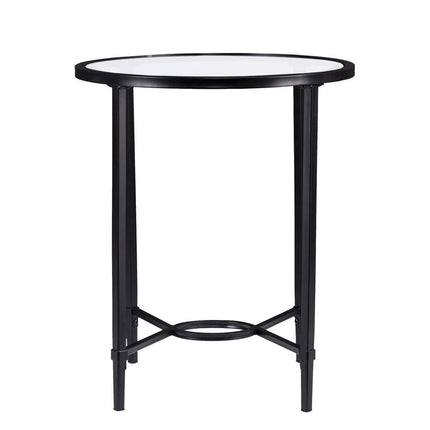 25" Black And Clear Glass Oval End Table