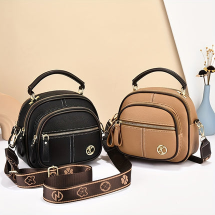 Luxury Synthetic Faux Leather Multi-Layer Large Capacity Shoulder Bag Versatile Fashionable Handbag with Zipper