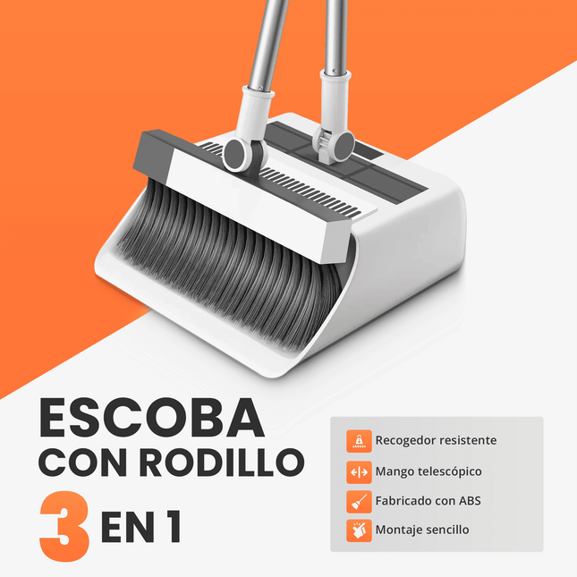 Collector with Hair Remover And Glass Cleaner Telescopic Mango Handle 126 Cm And 180° Rotating Head