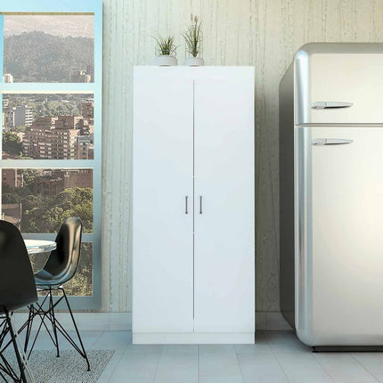 63” Classic White Pantry Cabinet with Two Full Size Doors