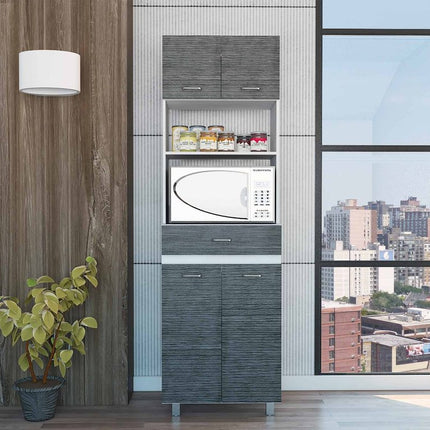 79" Gray Pantry Cabinet with Three Storage Shelves