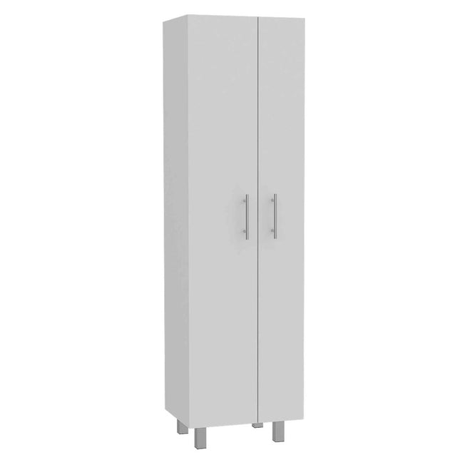 71" White Versatile Tall Pantry Cabinet with Five Shelves