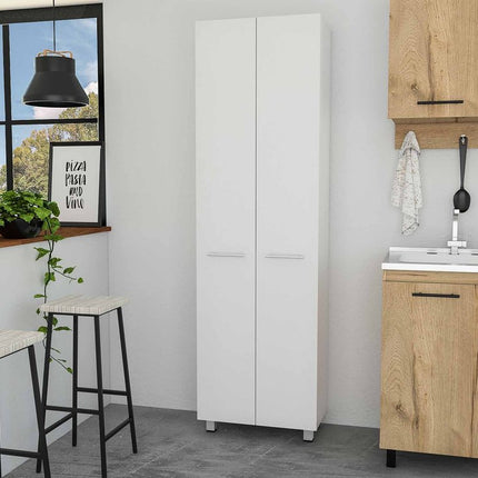 78" Modern White Pantry Cabinet with Two Full Size Doors