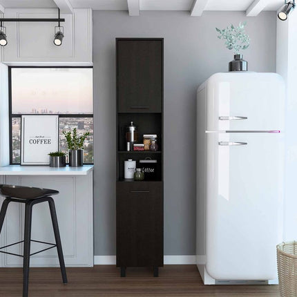 79" Modern Black Pantry Cabinet with Five Shelves