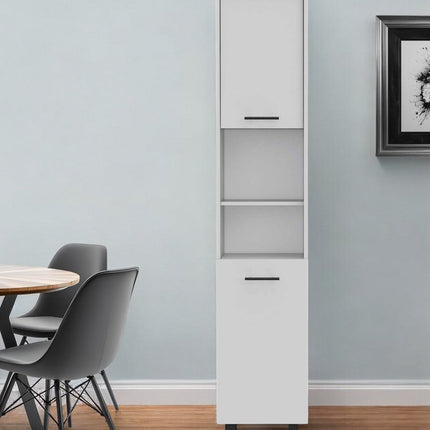 78" Modern White Pantry Cabinet with Five Shelves