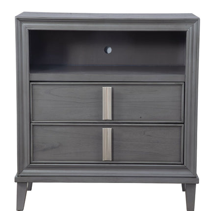 36" Gray Pine Poplar Solids With Mindy And Veneer Open Shelving TV Stand