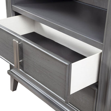 36" Gray Pine Poplar Solids With Mindy And Veneer Open Shelving TV Stand
