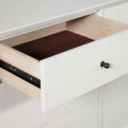 50" White Solid Wood Cabinet Enclosed Storage TV Stand