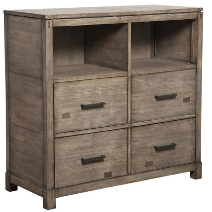 42" Brown Solid Wood Open Shelving TV Stand