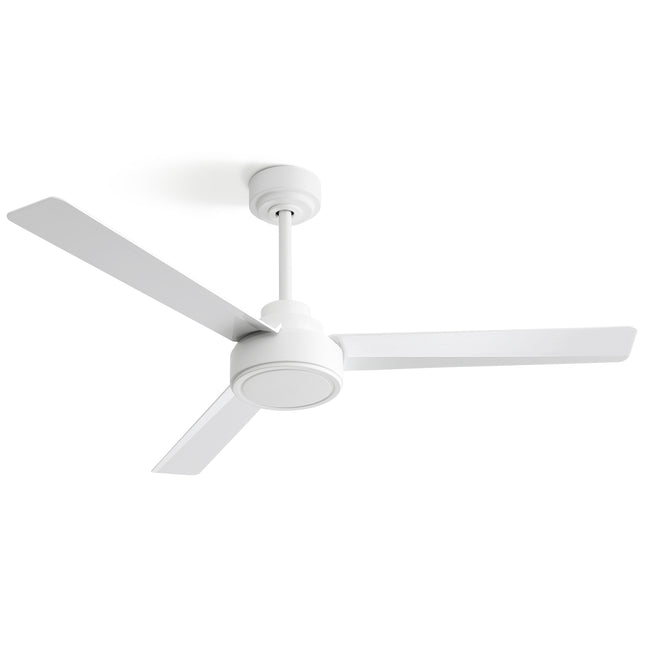 Farmhouse Style 52' Ceiling Fan Without Light with Remote Control, 3 ABS Blades, White Finish, Reversible DC Motor