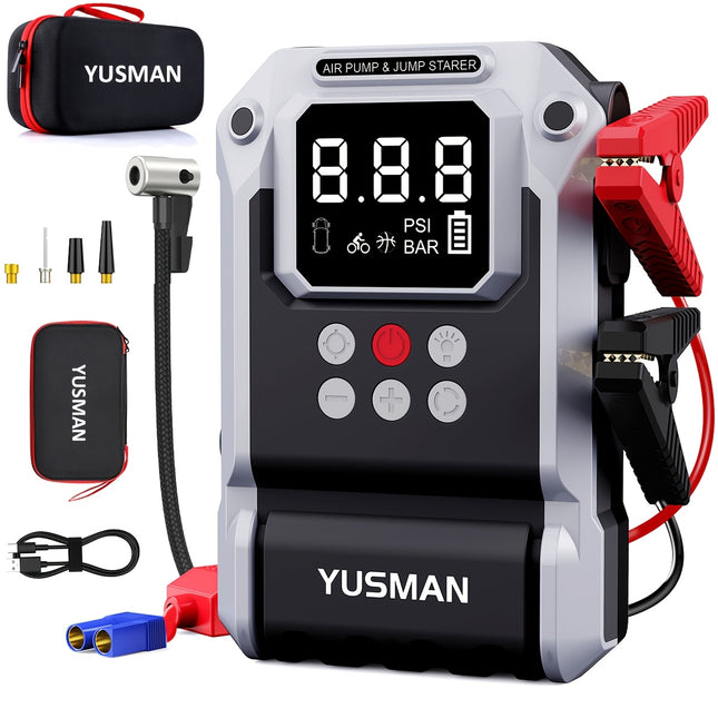 8000A Portable Car Jump Starter with Air Compressor & Power Bank - Cordless Battery