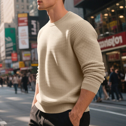 Loose And Simple Sports Jacquard Round Neck Long Sleeve Sweater