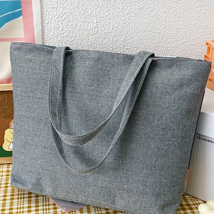 Dark Grey Flower Canvas Tote Bag