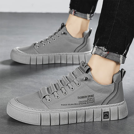 Men'S & Women'S Low-Top Sneakers - Solid Color White Faux Cover Upper, Durable Rubber Sole,