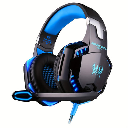 Gaming Headset with Mic LED Light Over Ear Wired Headphones for PC Game,