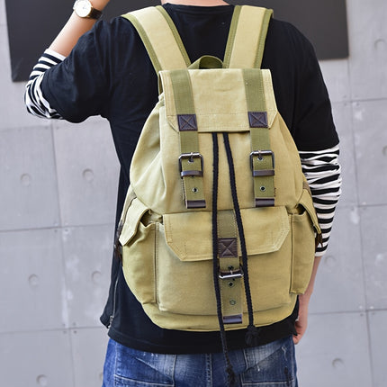 Canvas Backpack - Vintage Casual Travel Bag with Large Capacity, Adjustable Straps & Drawstring Detail