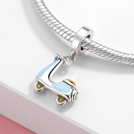 S925 Sterling Silver Beads Creative Bike Small Electric Donkey Series Beaded Pendant DIY Bracelet Accessories Silver Jewelry Beads