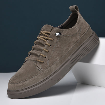 Men's Trendy Solid Skate Shoes, Comfy Non Slip Casual Lace Up Sneakers for Men's Outdoor Activities