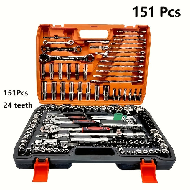 53/151pcs High-Quality Ultimate Edition Ratchet Wrench Multi-Function Tool Set - Professional Automotive Repair
