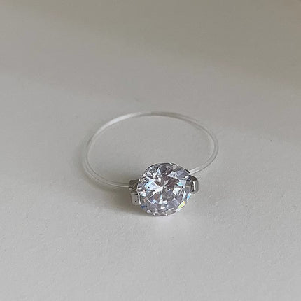 Light-luxury Transparent-thread Invisible Mermaid-tear Ring For Women