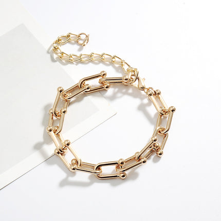 Small Design Simple U-shaped Horseshoe Buckle Stitching Bracelet
