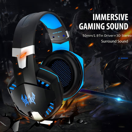 Gaming Headset with Mic LED Light Over Ear Wired Headphones for PC Game,