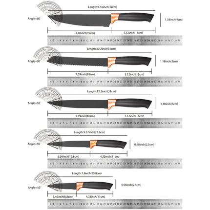 19pcs Modern Black Kitchen Knife & Cuisine Set  Professional Blade Collection with Ergonomic