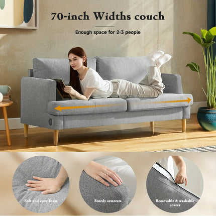 70" Wide Cozy Love Seat Sofa Ideal for Relaxing in Living Room, Bedroom, or Studio, Small Space