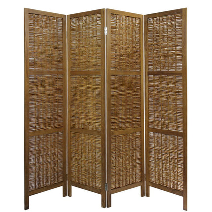67" Brown Folding Four Panel Screen Room Divider