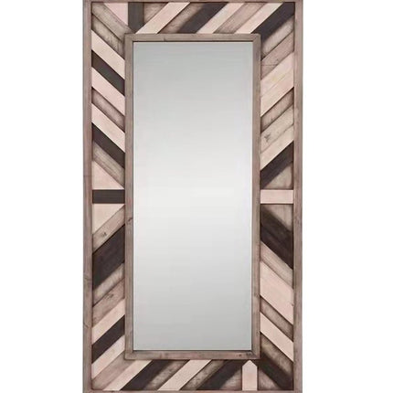 71" Ivory and Gray Wood Framed Leaning Accent Mirror