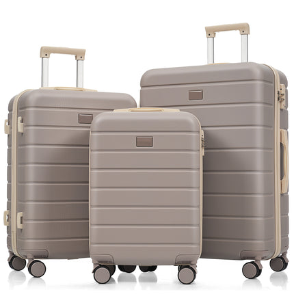 Premium ABS Travel Luggage Set , 3-Piece TSA Lock Suitcase Ensemble with 20, 24, and 28 Inch Sizes with 360° Spinner Wheels, rosybrown