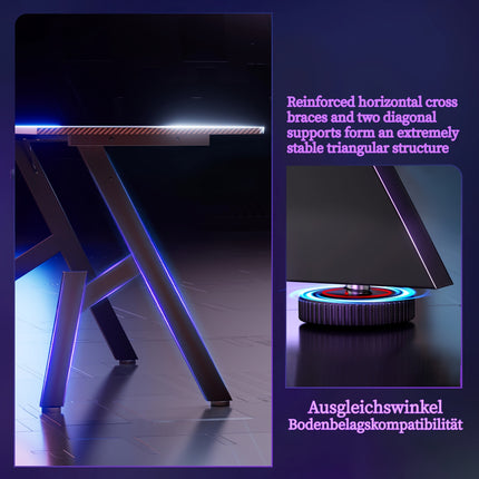 Gaming Table, Ergonomic Carbon Fiber Gamer Table, 120/140cm Computer Table with Cup Holder