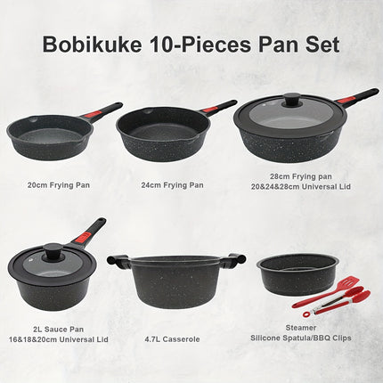 10 Pcs Pots and Pans Set Nonstick, Cast Aluminum Kitchen Cookware