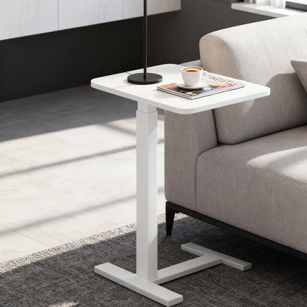Adjustable Height Bed Tray Table & Tilting Laptop Desk - Heavy-Duty Metal Portable Bedside Workstation