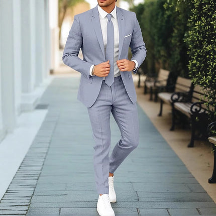 Men's New Linen Single Row One Button Suit