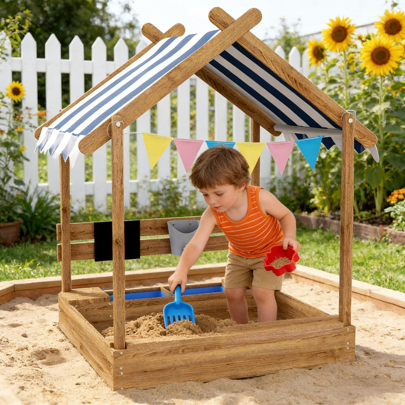 House Design Wooden Kid Sandbox