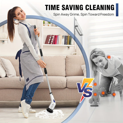 Electric Rotary Scrubber Cordless Shower Cleaner Bathroom Cleaning Brush With Adjustable Telescopic