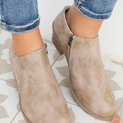Philippine Gray Tulip Opening Suede Ankle Boots