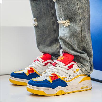 Men's Fashion Skateboard Sneakers - Breathable Casual Sneakers with Striped Design - Low-Top