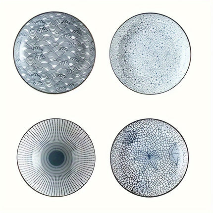 6pcs Ceramic Plate Set Japanese Creative Dishware Simple Deep Plates Pasta Dishes Sushi Platter