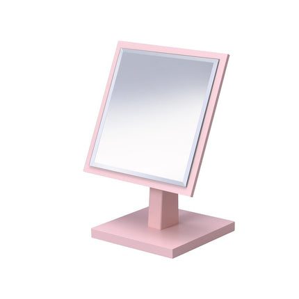 9" Pink Wood Square Freestanding Framed Makeup Shaving Tabletop Mirror