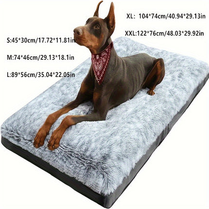 Orthopedic Dog Bed for Medium & Large Dogs - Plush Blue Faux Fur Pet Bed with High