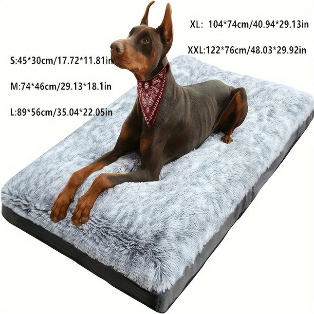 Orthopedic Dog Bed for Medium & Large Dogs - Plush Blue Faux Fur Pet Bed with High