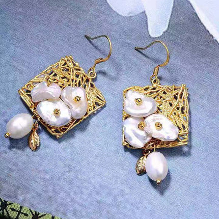 Handmade Creative Natural Water Pearl Earrings