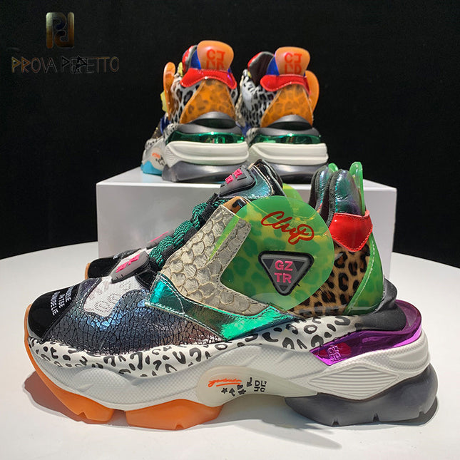 Color block platform sneakers