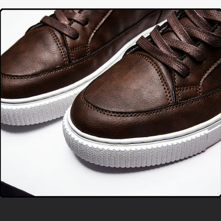 High-Top Sneakers Casual Leather Top Handmade Shoes Sneakers