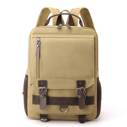 Men'S Backpack  New Washed Canvas, Dual Shoulder Straps, Multifunctional Retro Laptop Backpack,